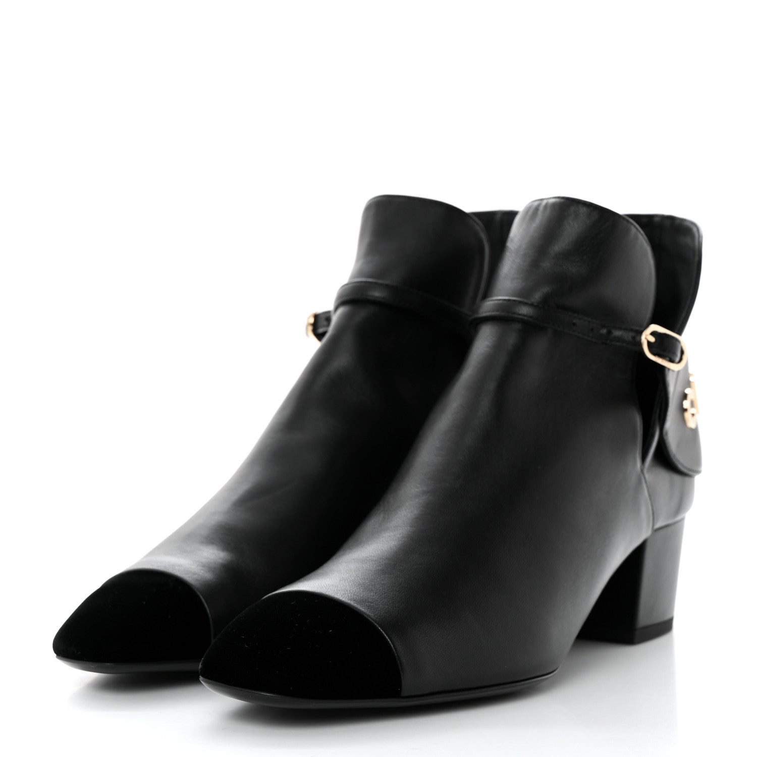 Chanel Lambskin Velvet Cap Toe Short Ankle Boots 39 Black 3 of 9