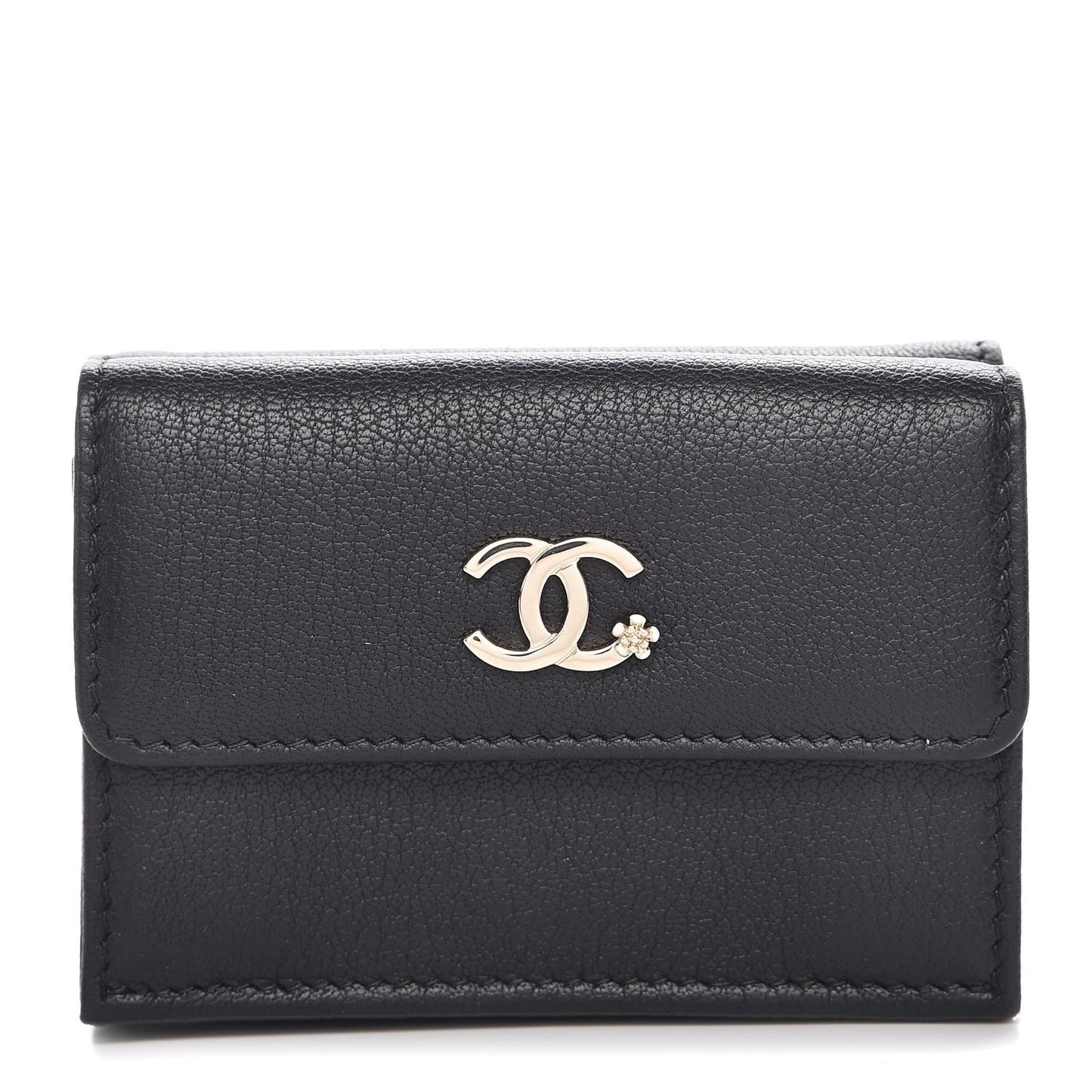 Goatskin CC Flap Wallet Black