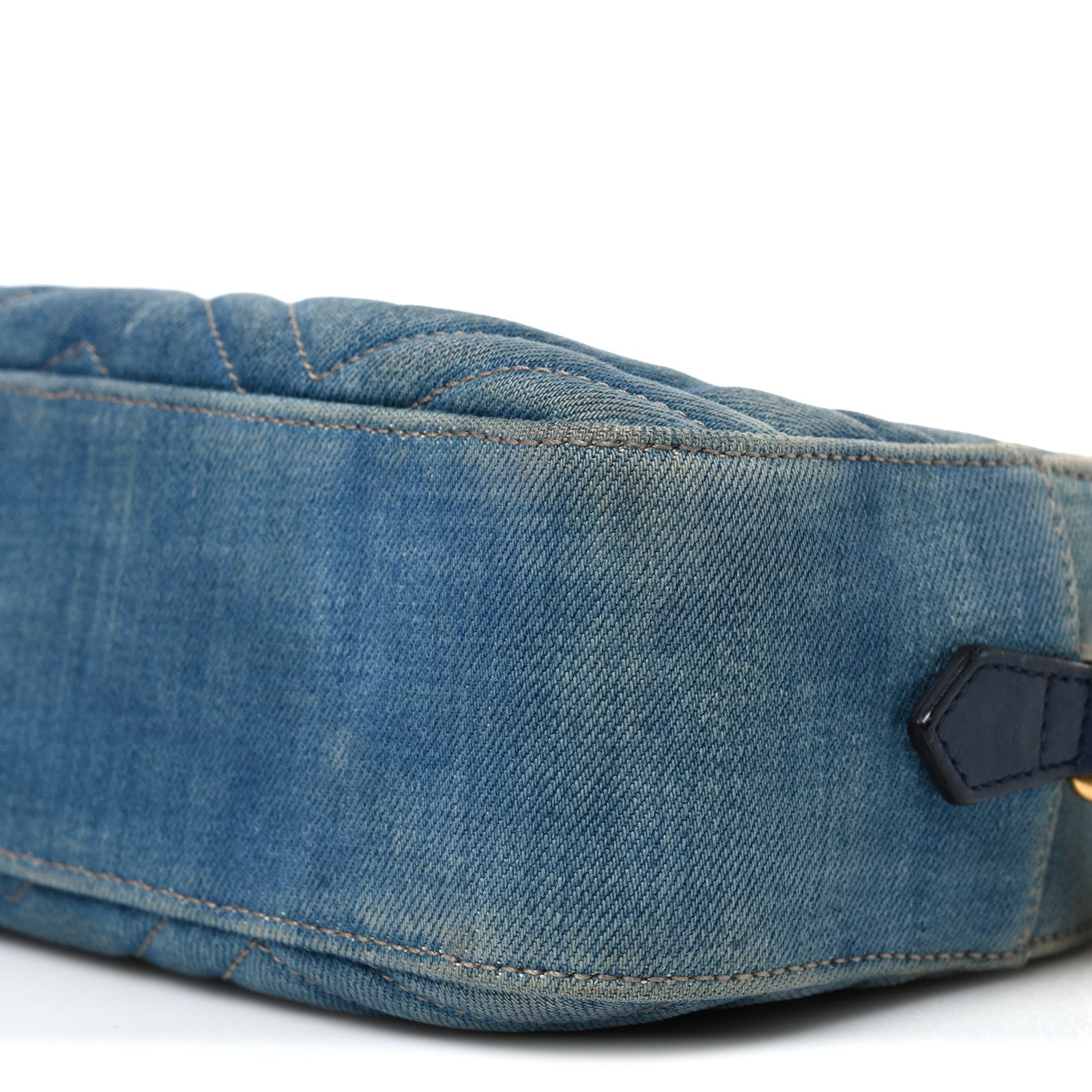 Gucci Denim Matelasse Small Pearly GG Marmont Chain Shoulder Bag Blue 10 of 12
