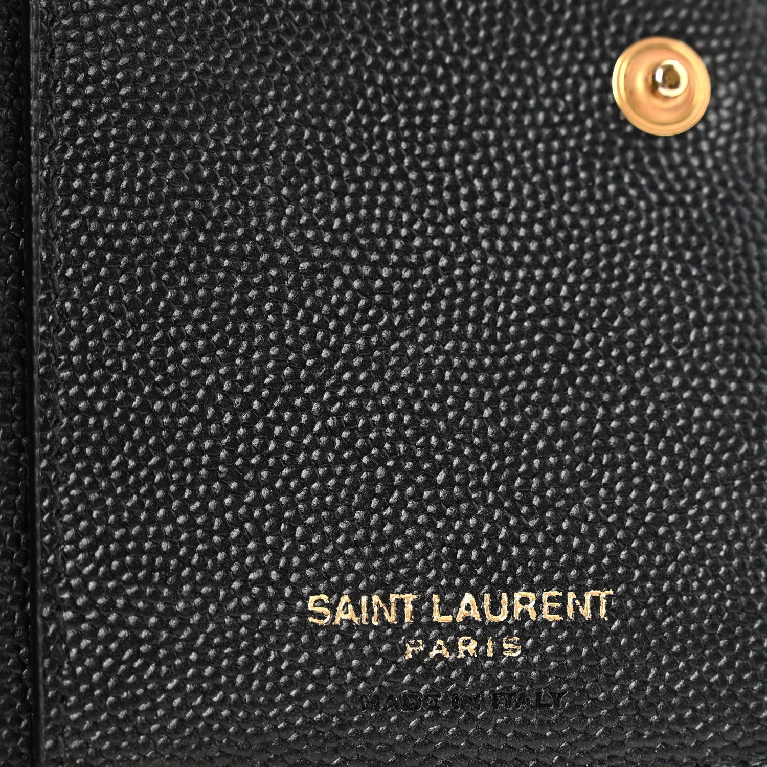 Saint Laurent Grain De Poudre Matelasse Chevron Monogram Compact Zip Around Wallet Black 6 of 10