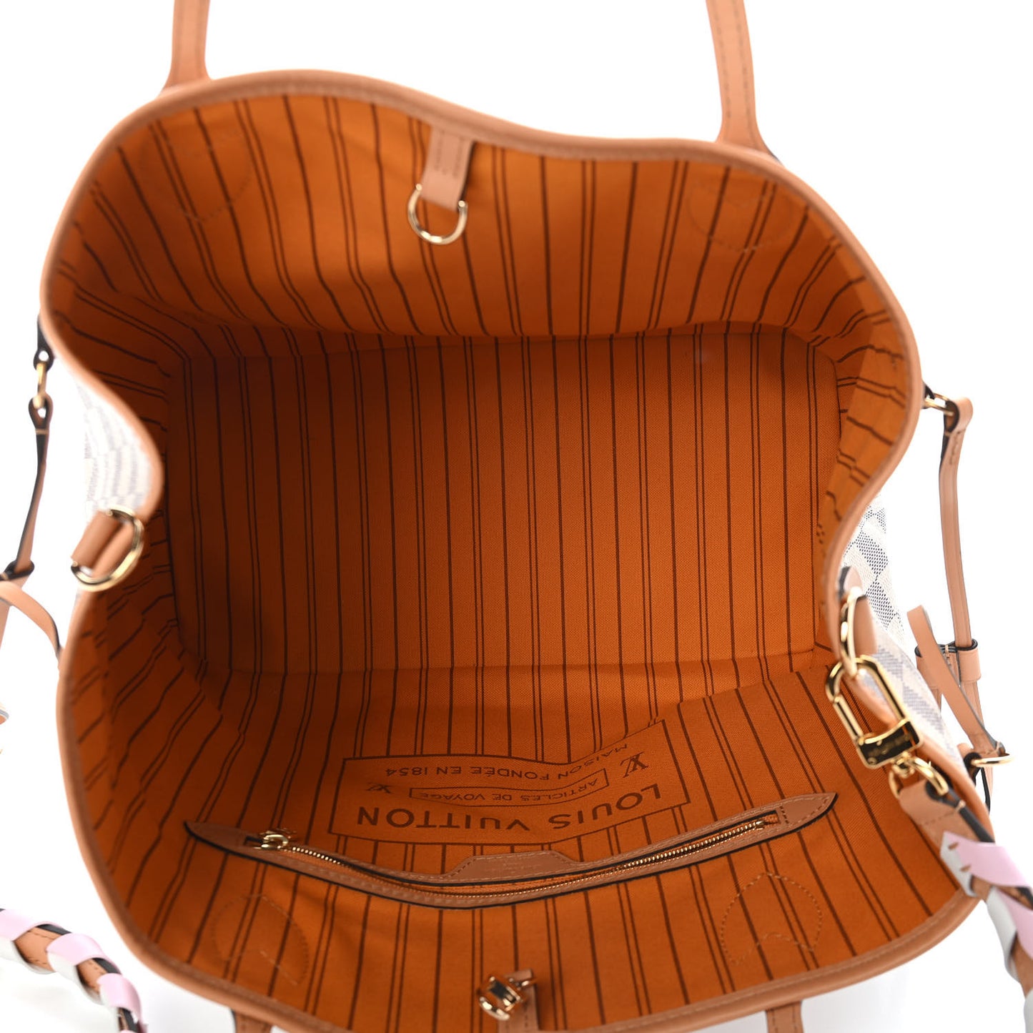 Damier Azur Braided Neverfull MM Pink