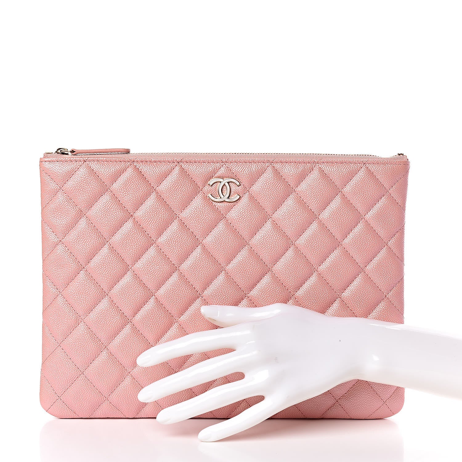 Chanel Iridescent Caviar Quilted Medium Cosmetic Case Rose Pink 2 of 8