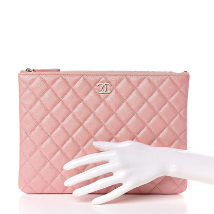 Chanel Iridescent Caviar Quilted Medium Cosmetic Case Rose Pink 2 of 8
