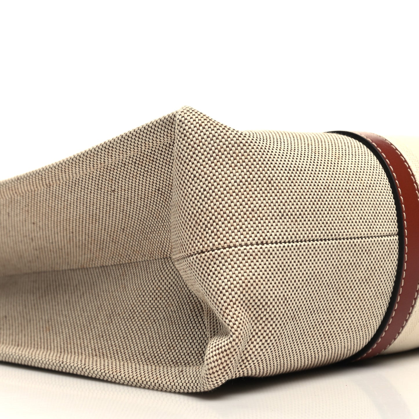 Cotton Calfskin Large Woody Ribbon Tote White Brown
