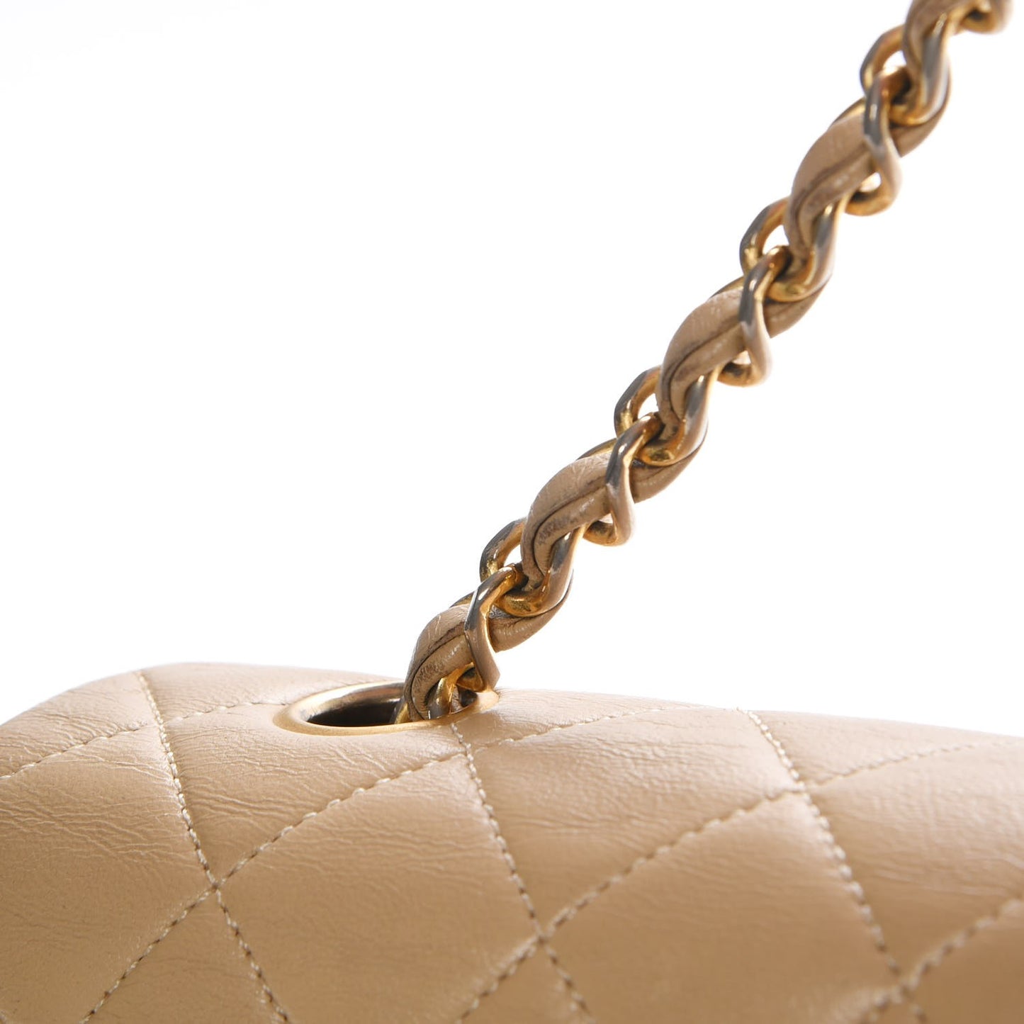 Lambskin Quilted Small Single Flap Beige