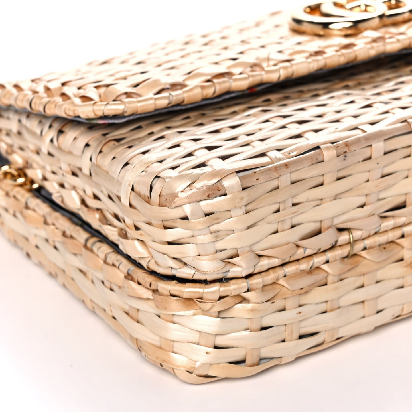 Glazed Wicker Small Cestino Shoulder Bag Natural