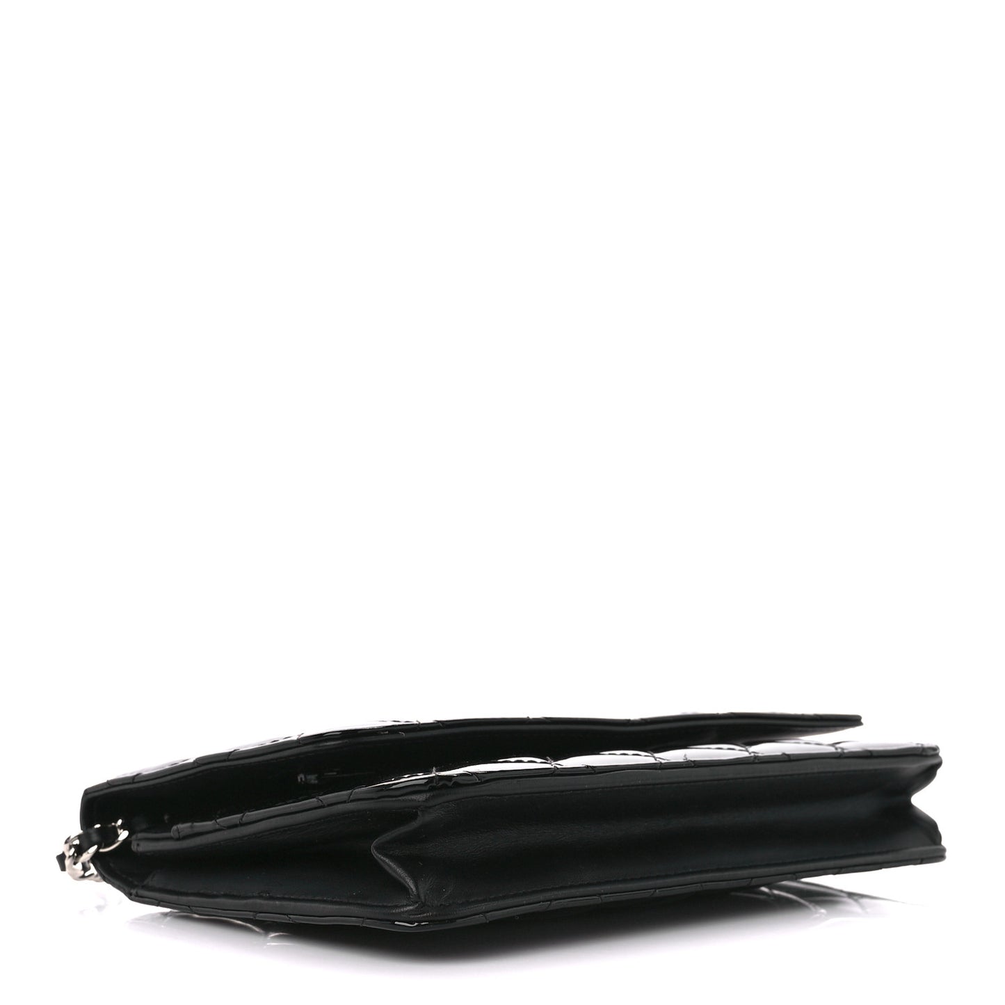 Patent Quilted Wallet On Chain WOC Black