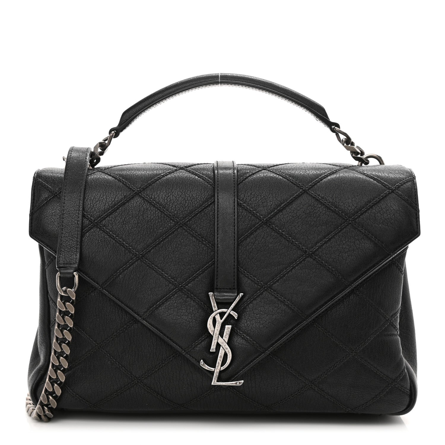 Saint Laurent Calfskin Diamond Quilted Monogram Large College Bag Black 1 of 10