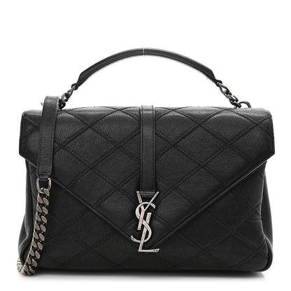 Saint Laurent Calfskin Diamond Quilted Monogram Large College Bag Black 1 of 10