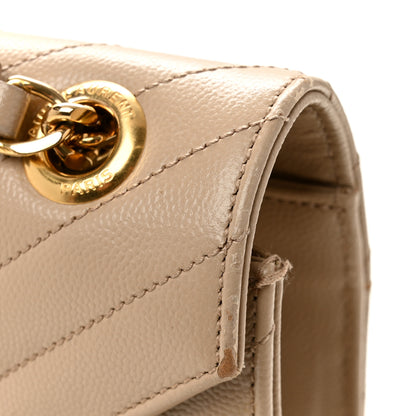 Saint Laurent Grain De Poudre Matelasse Chevron Large Monogram Satchel Dark Beige 11 of 16