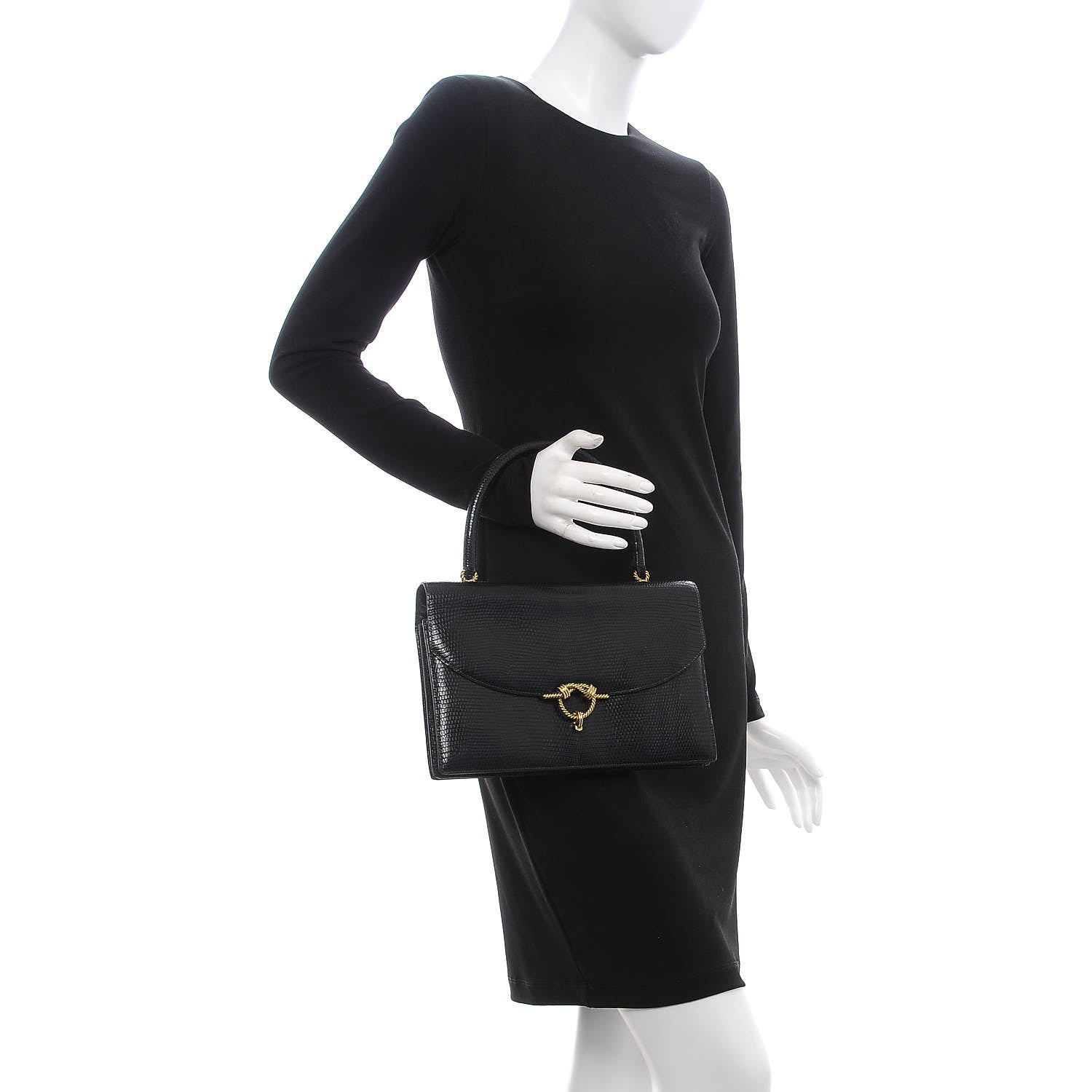 Hermes Lizard Sac Cordeliere Black 2 of 22