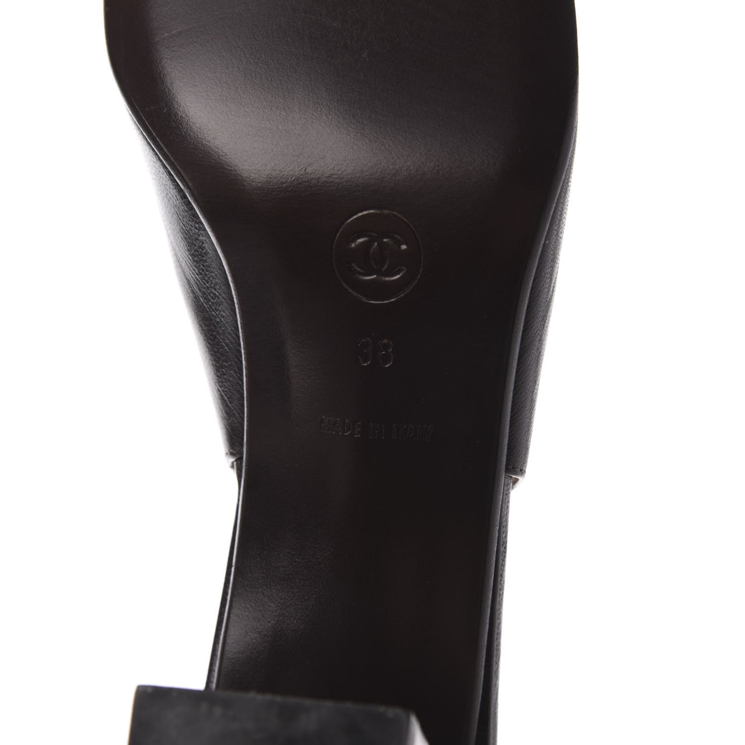 Chanel Goatskin Cap Toe CC Slingback Sandals 38 Black 7 of 10
