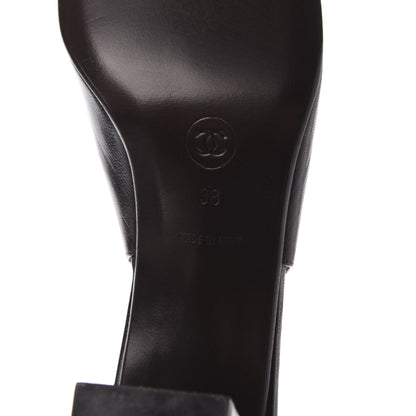 Chanel Goatskin Cap Toe CC Slingback Sandals 38 Black 7 of 10