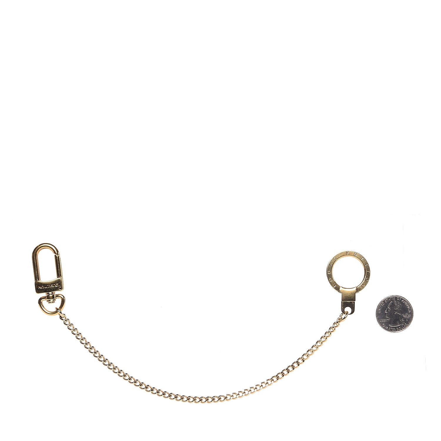 Louis Vuitton Metal Pochette Extender Key Ring Chain Gold 2 of 5