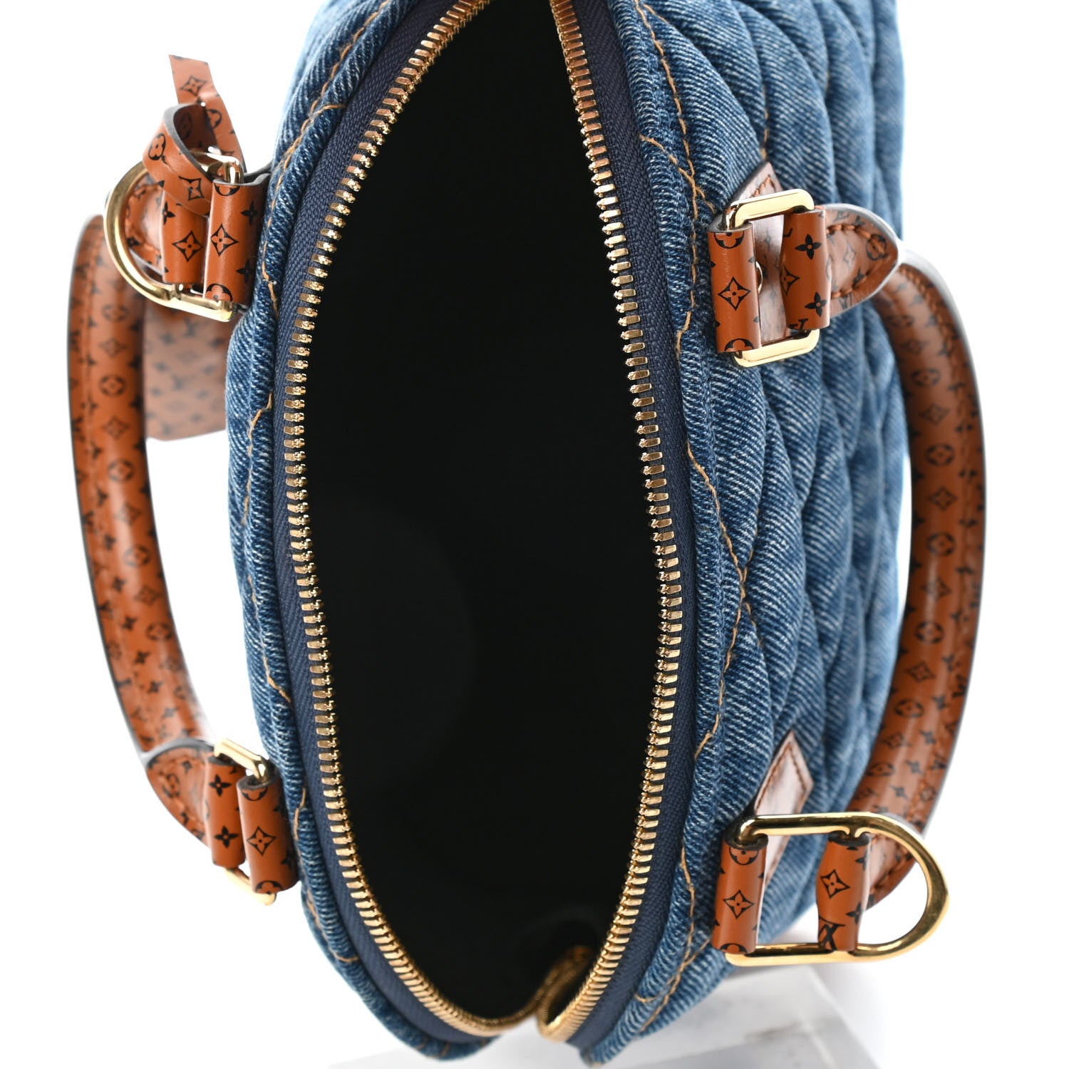 Louis Vuitton Denim Calfskin Reverse Monogram Malletage Alma BB Blue 4 of 4
