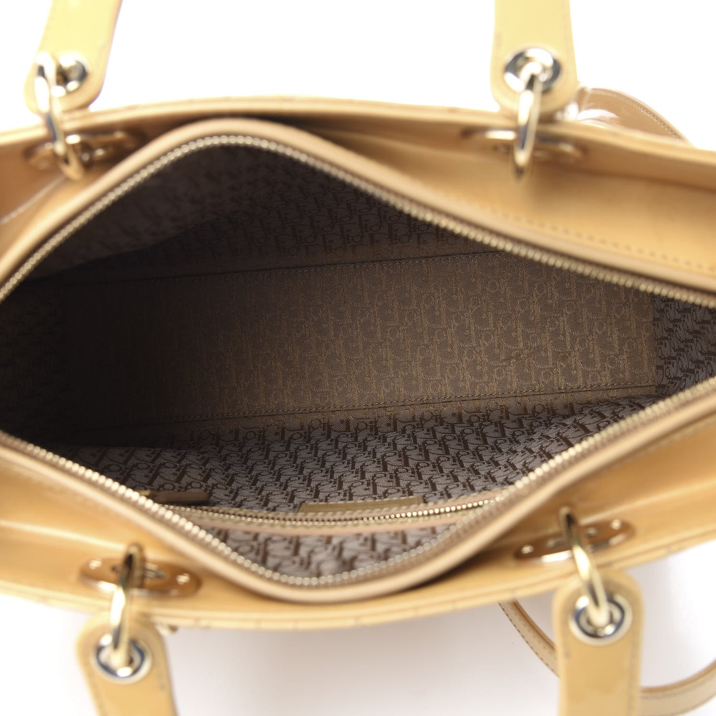 Patent Cannage Large Lady Dior Beige