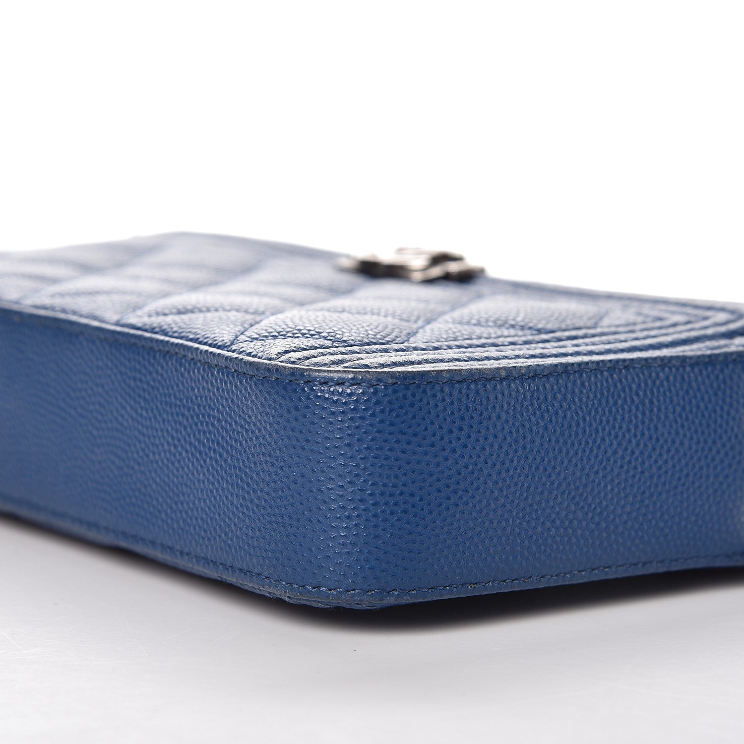 Chanel Caviar Quilted Small Boy Clutch With Chain Blue 12 of 16