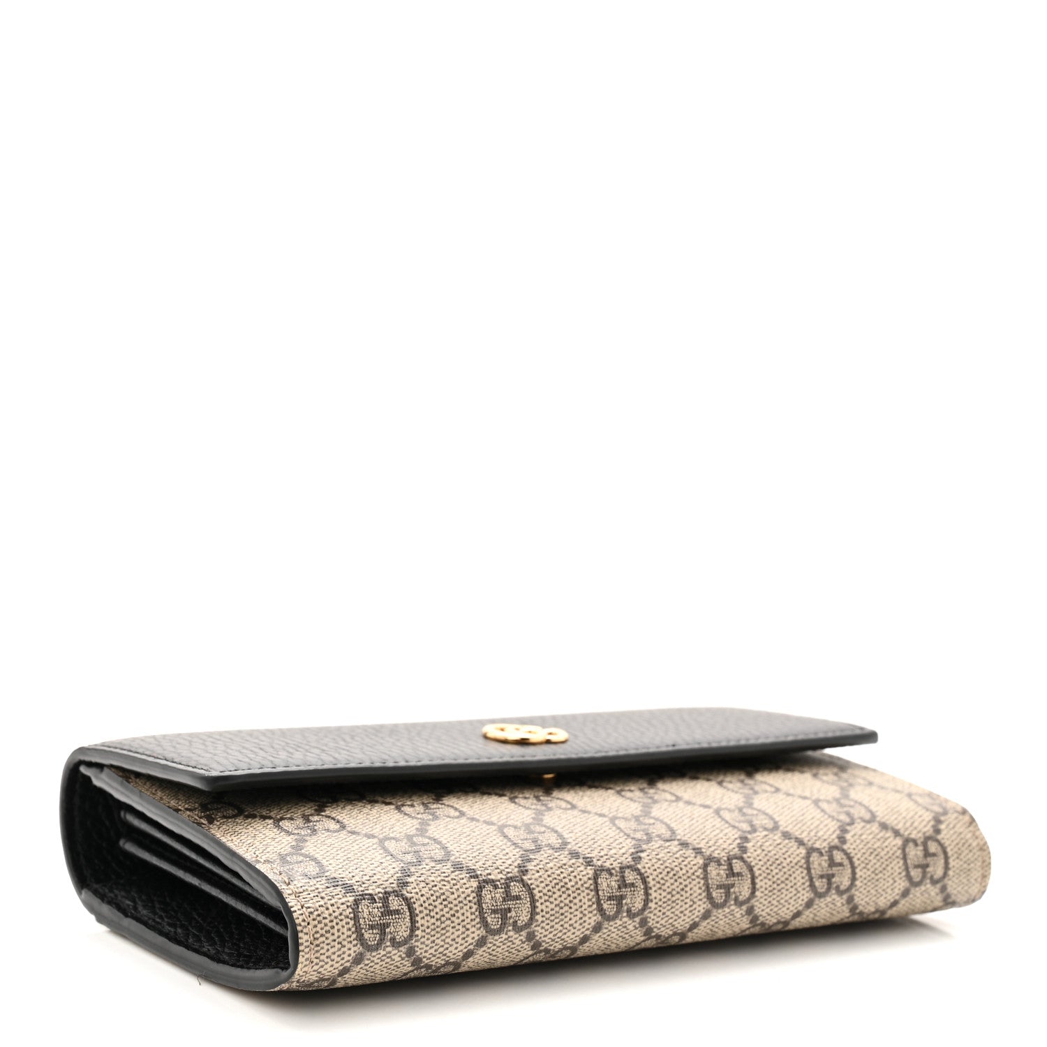 Gucci Dollar Calfskin GG Supreme Monogram Petite GG Marmont Wallet Chain Bag Black Beige Ebony 7 of 21