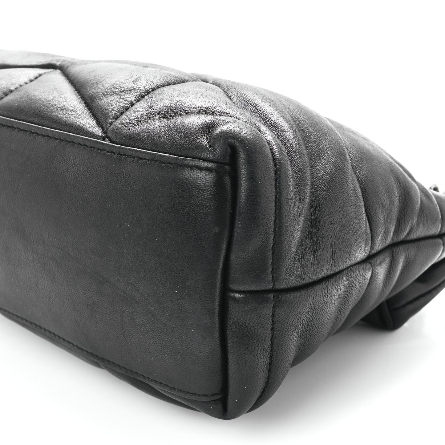 Lambskin Quilted Small Loulou Puffer Monogram Chain Satchel Black