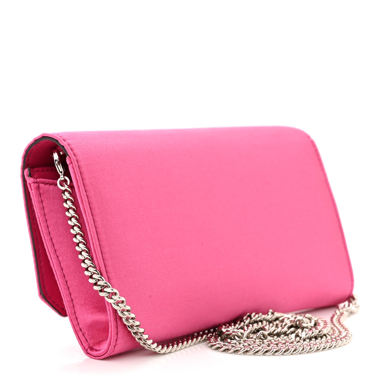 Jimmy Choo Satin Crystal Madeline Wallet On Chain Pink 3 of 11