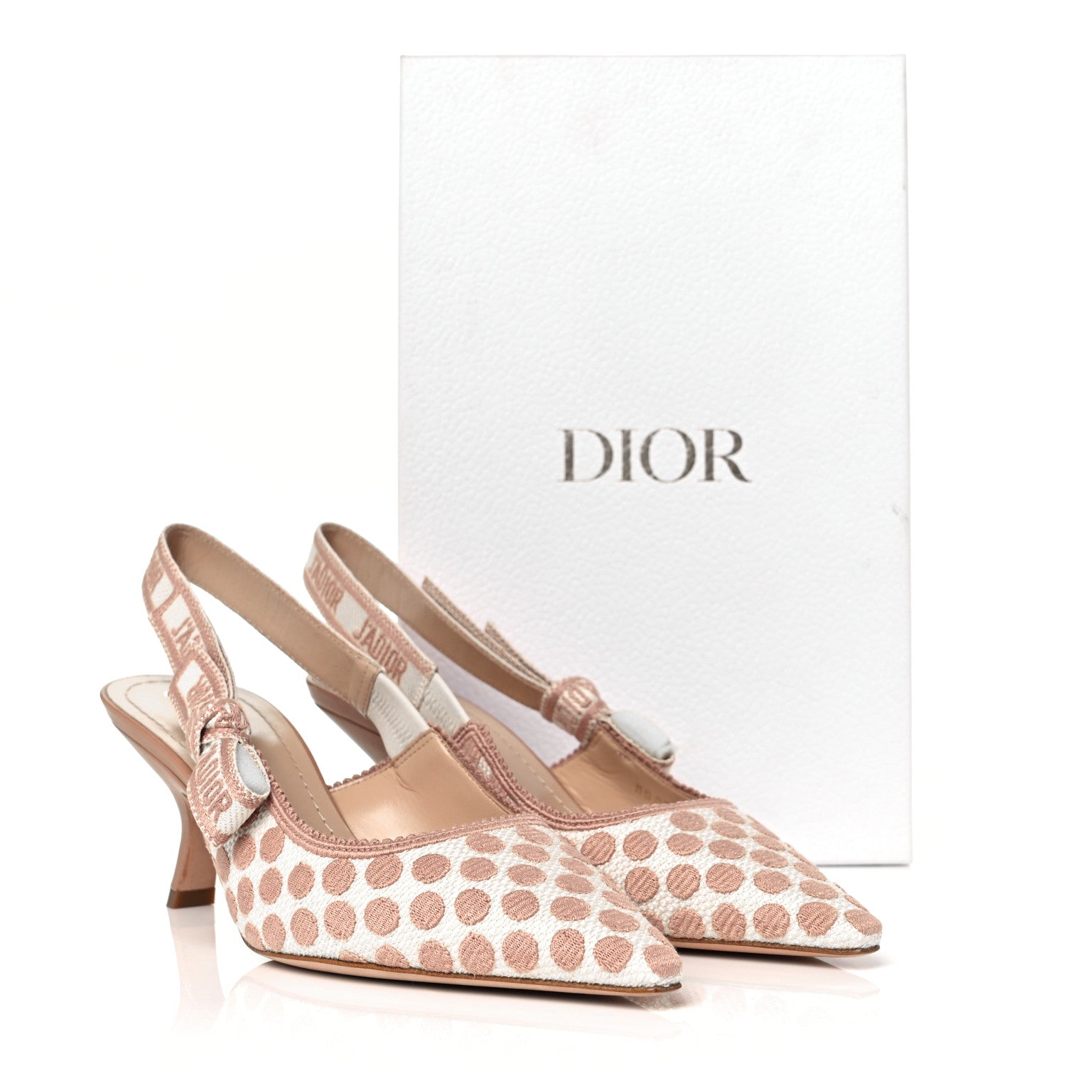 Christian Dior Fabric Ribbon Dot Embroidered J'adior Slingback 65mm Pumps 36 Rose De Ven 9 of 9