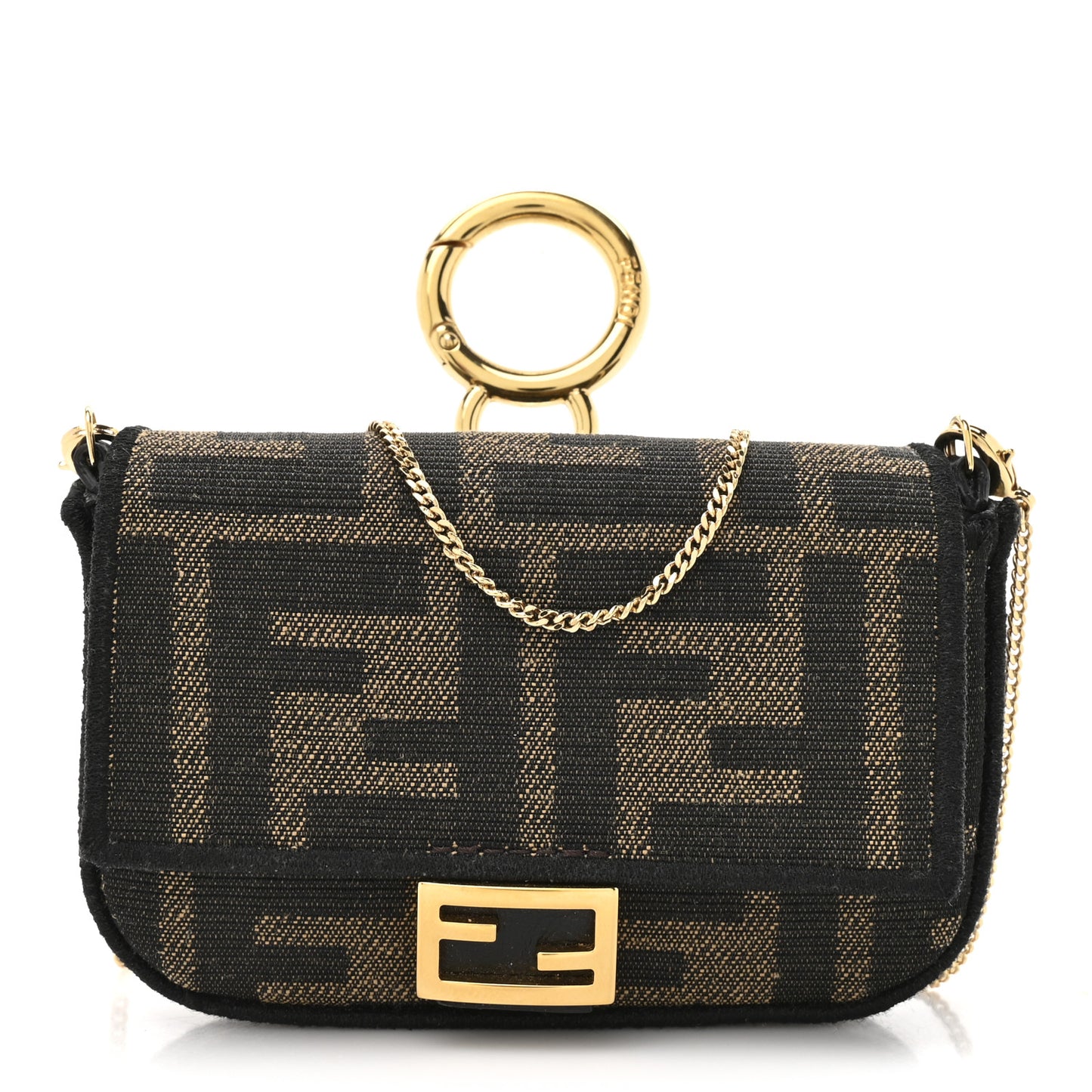 Glazed Fabric FF 1974 Nano Baguette Charm Mogano Panna
