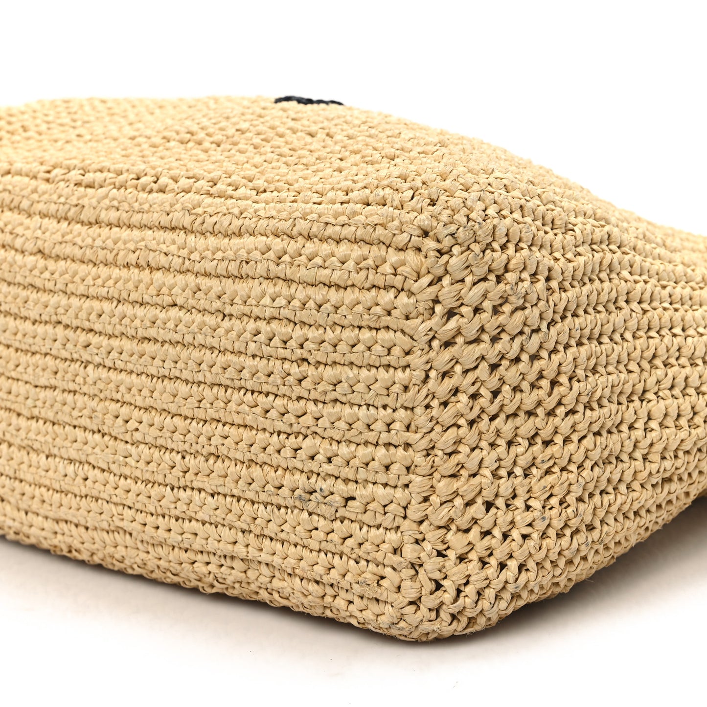 Yarn Raffia Effect Crochet Embroidered Logo Tote Naturale