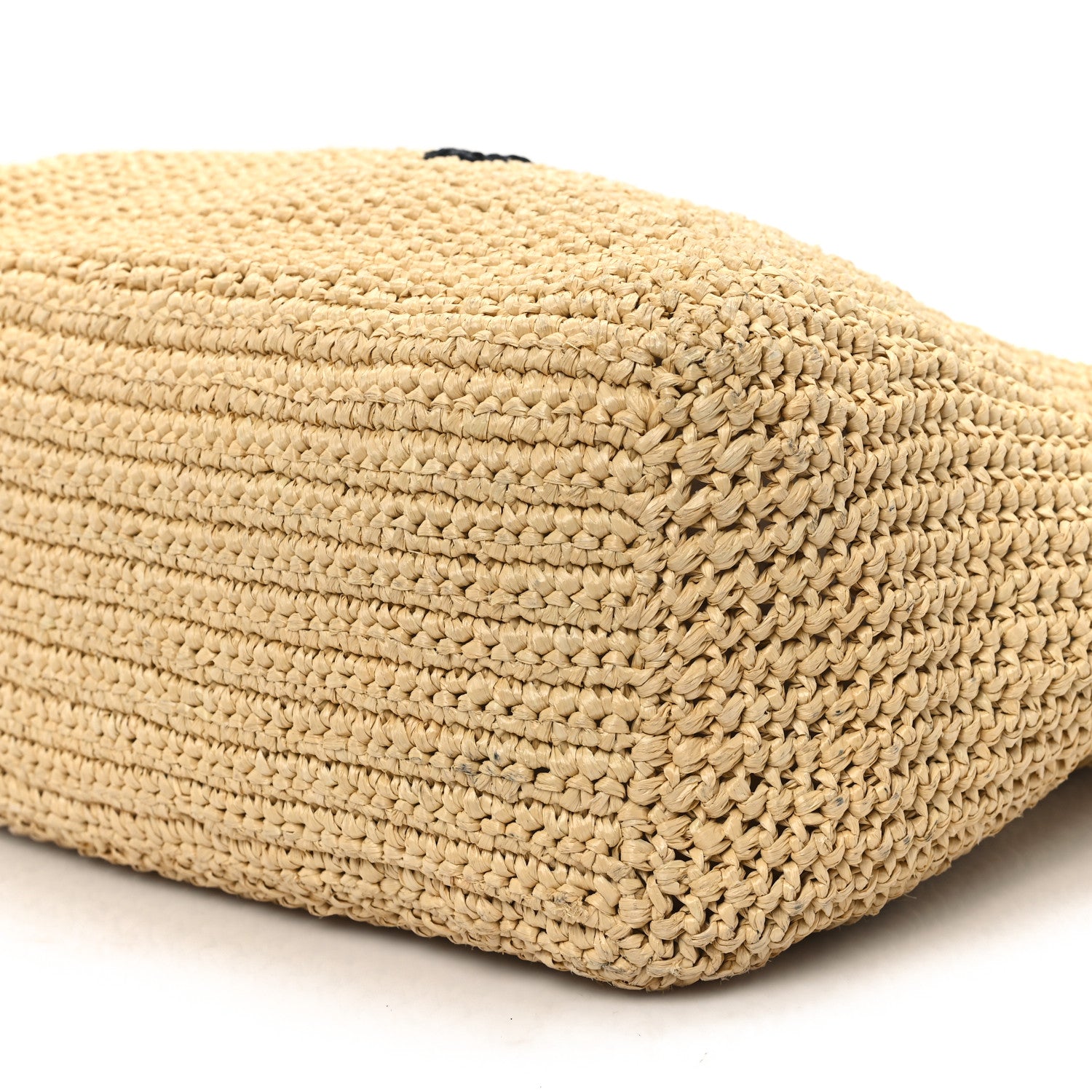 Prada Yarn Raffia Effect Crochet Embroidered Logo Tote Naturale 9 of 11