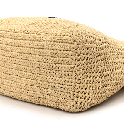 Prada Yarn Raffia Effect Crochet Embroidered Logo Tote Naturale 9 of 11