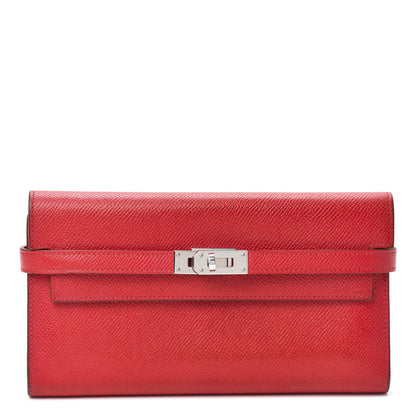 Hermes Epsom Kelly Longue Wallet Rouge Casaque 1 of 7