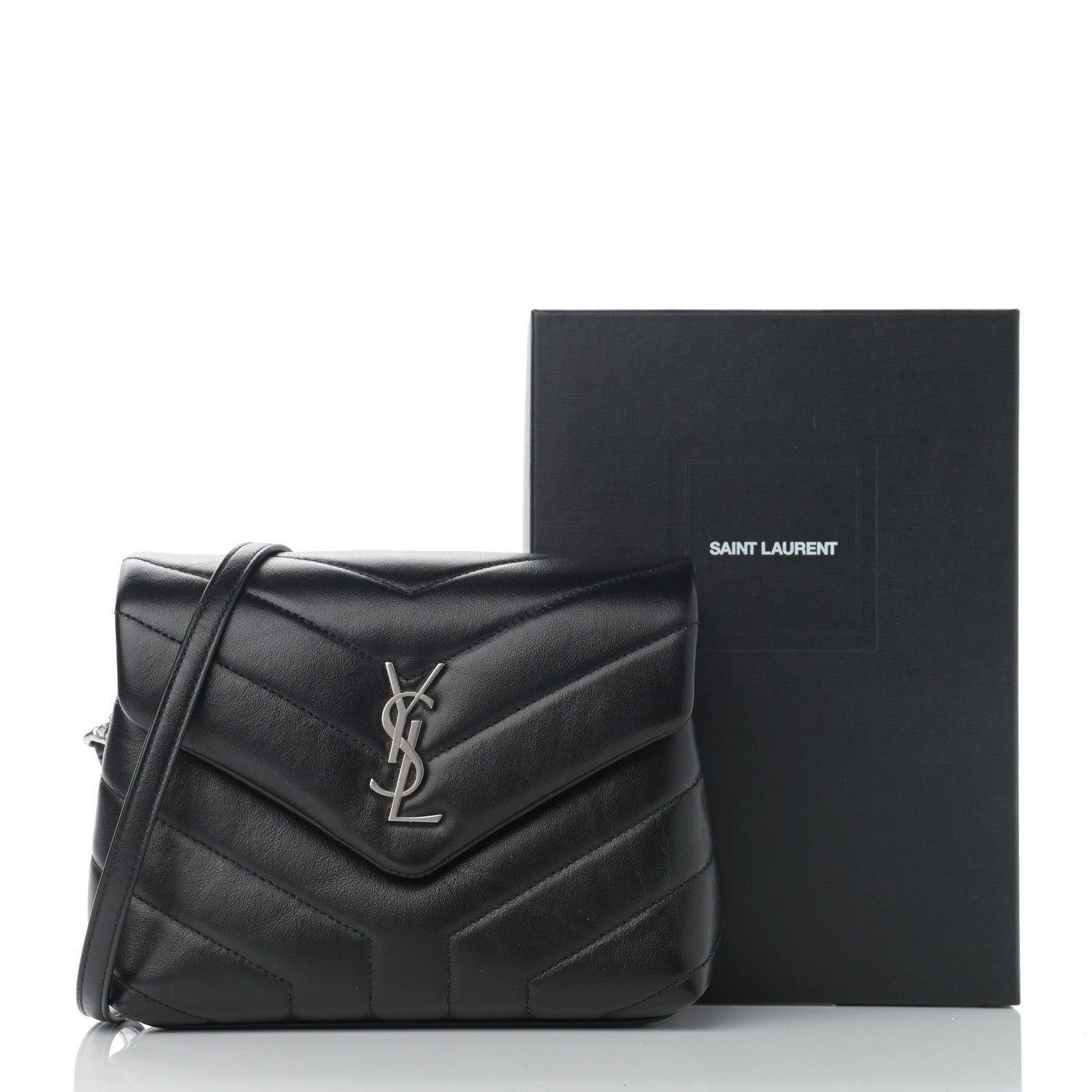 Saint Laurent Calfskin Y Quilted Monogram Toy Loulou Crossbody Bag Black 12 of 12