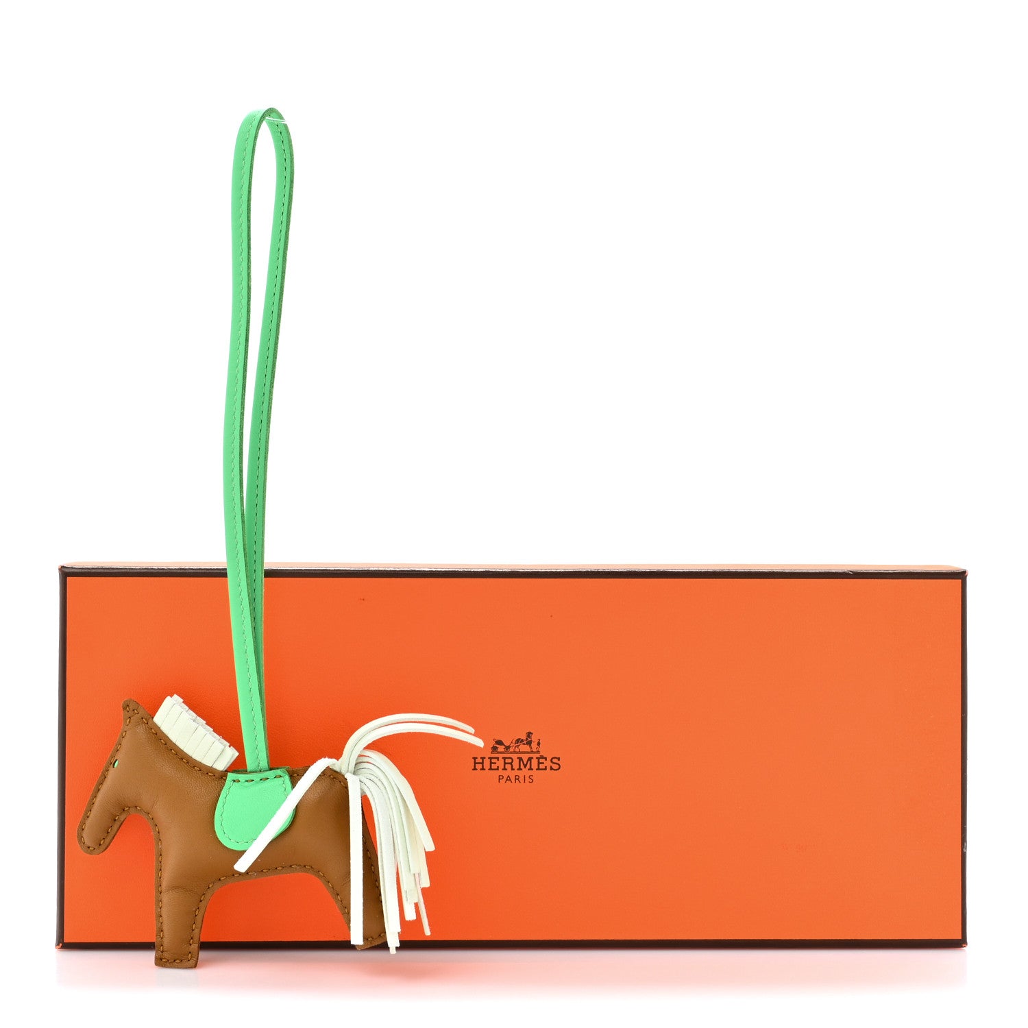 Hermes Milo Lambskin Grigri Rodeo Horse Bag Charm PM Kraft Vert Fizz Vert Comics 5 of 5