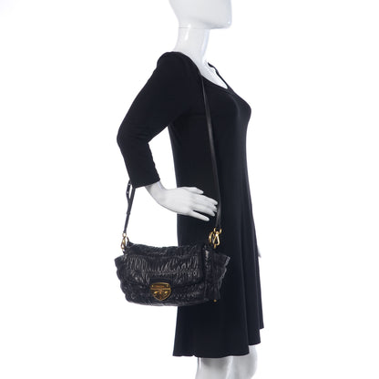 Prada Nappa Dressy Gaufre Flap Bag Black 2 of 10