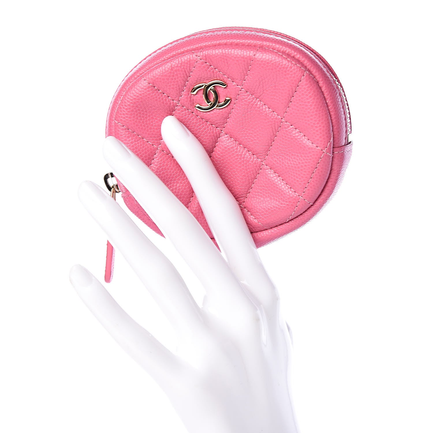 Chanel Iridescent Caviar Quilted Zip Around Classic Coin Purse Pink 2 of 8