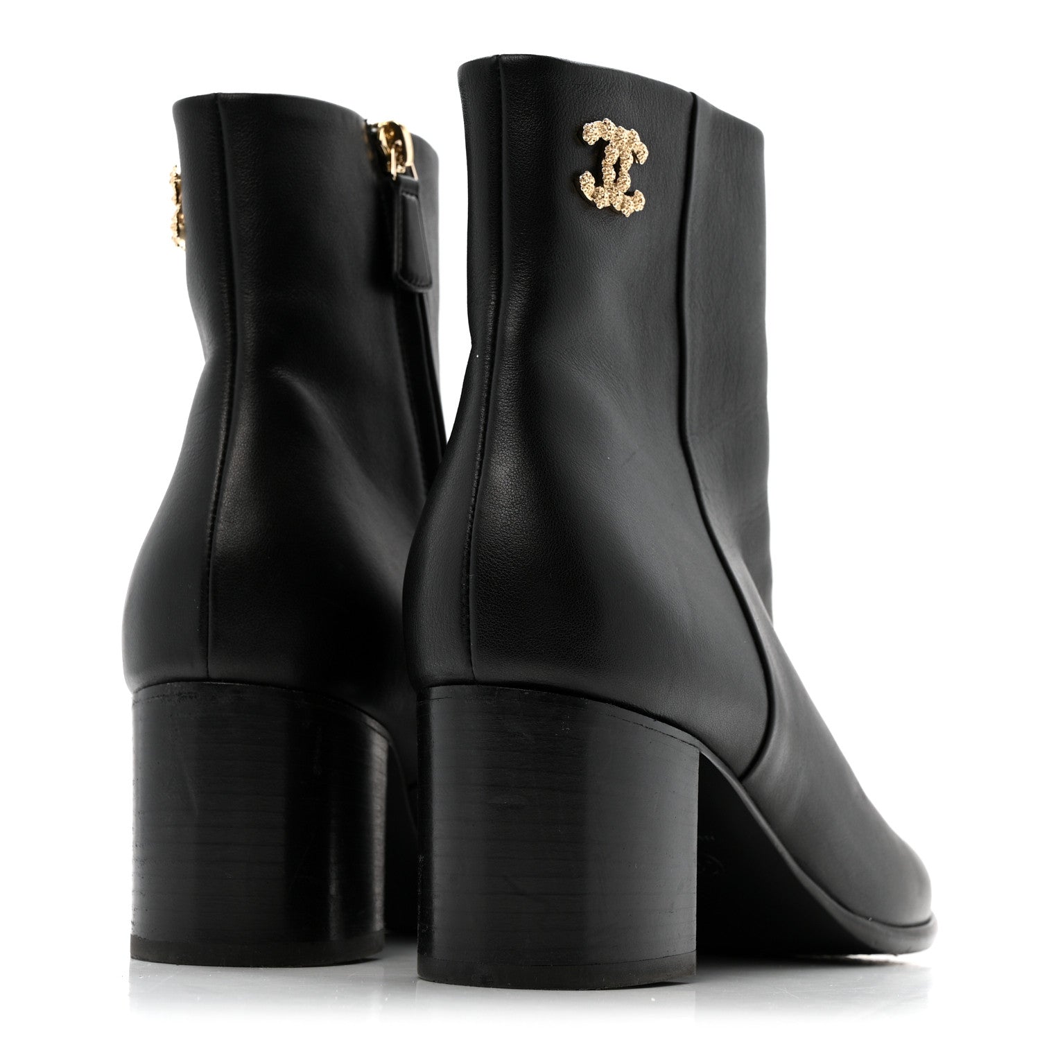 Chanel Calfskin CC Ankle Boots 40 Black 5 of 11