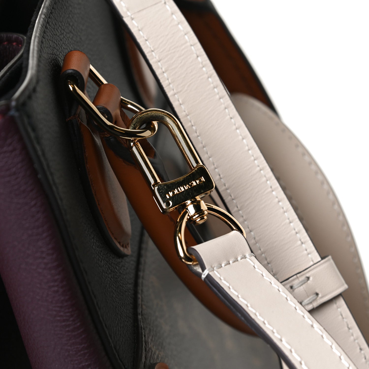 Louis Vuitton Calfskin Monogram Fold Tote MM Black Wine Cream 15 of 15