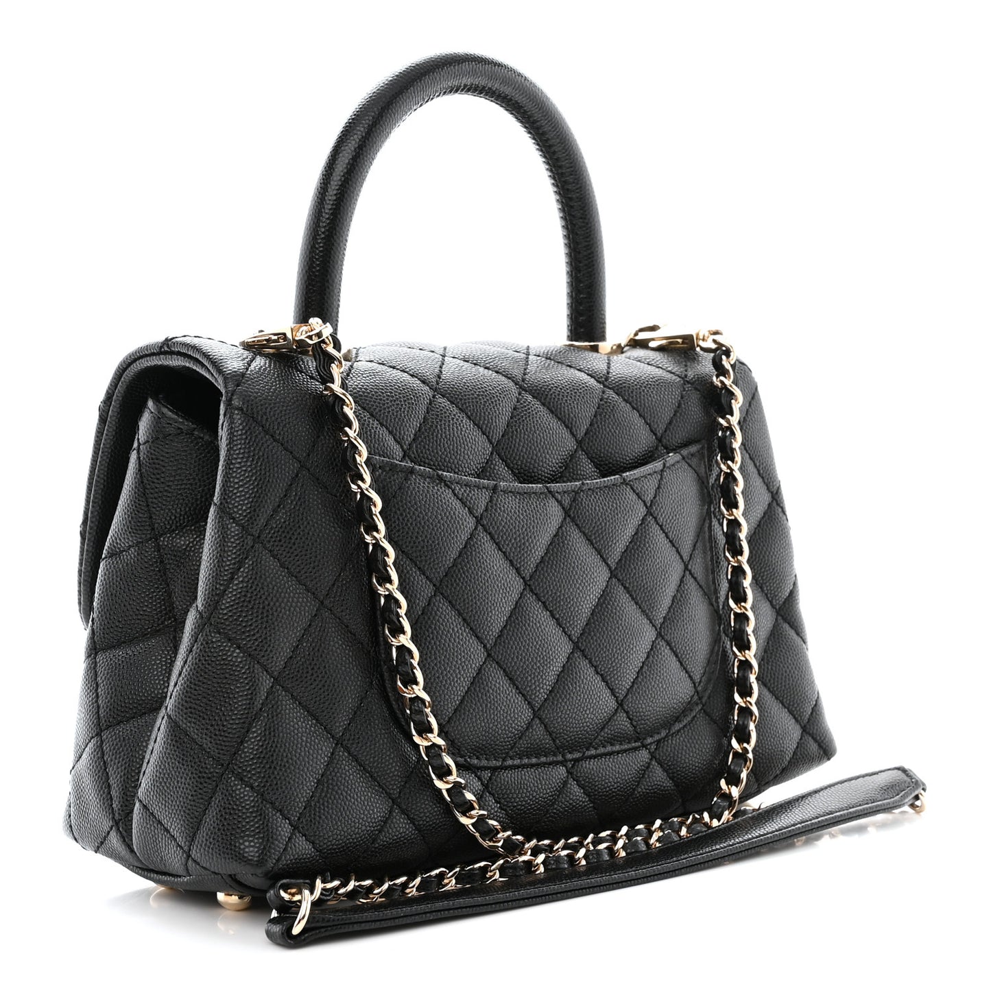 Caviar Quilted Mini Coco Handle Flap Black