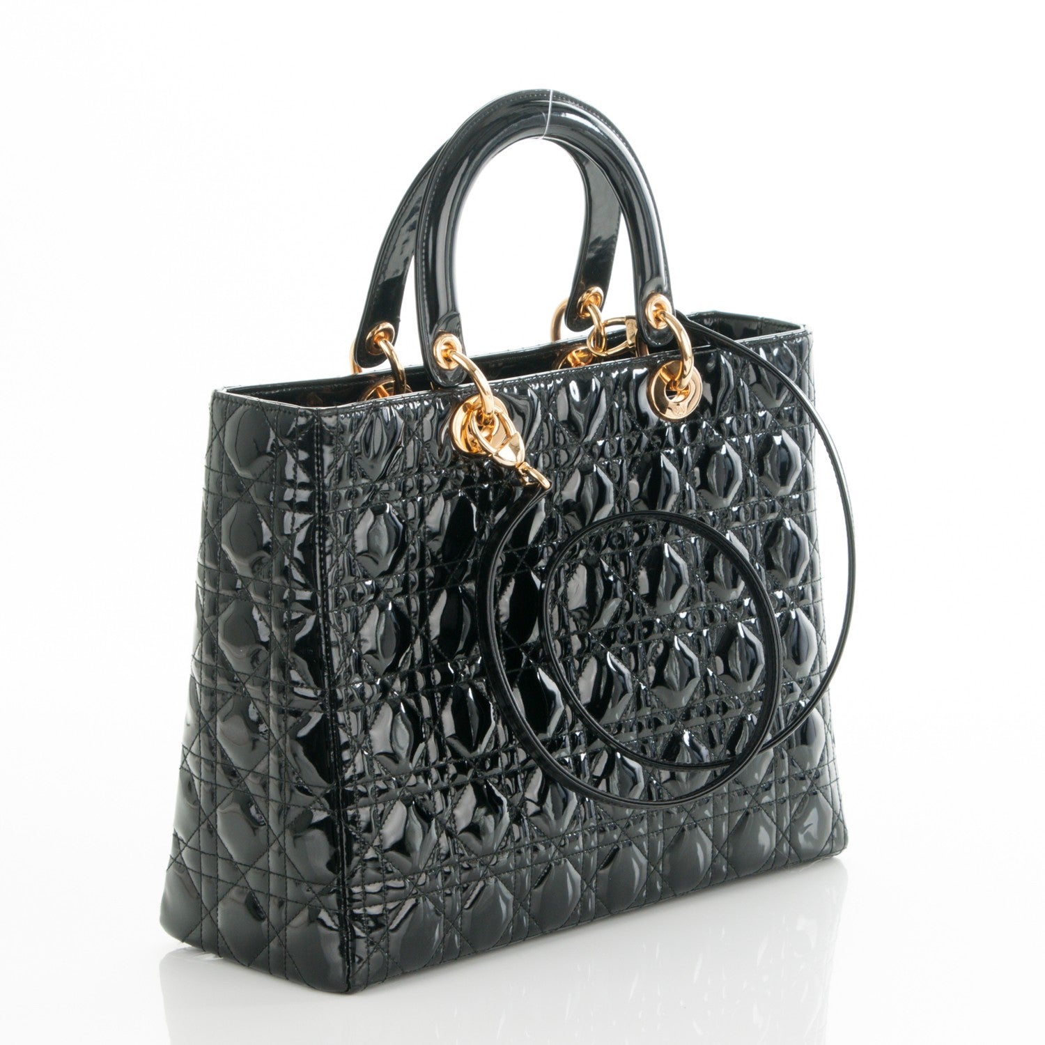 Christian Dior Patent Cannage Large Lady Dior Black 3 of 7