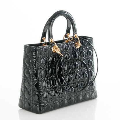 Christian Dior Patent Cannage Large Lady Dior Black 3 of 7
