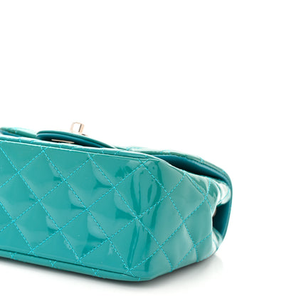 Chanel Patent Quilted Mini Square Flap Turquoise 10 of 11