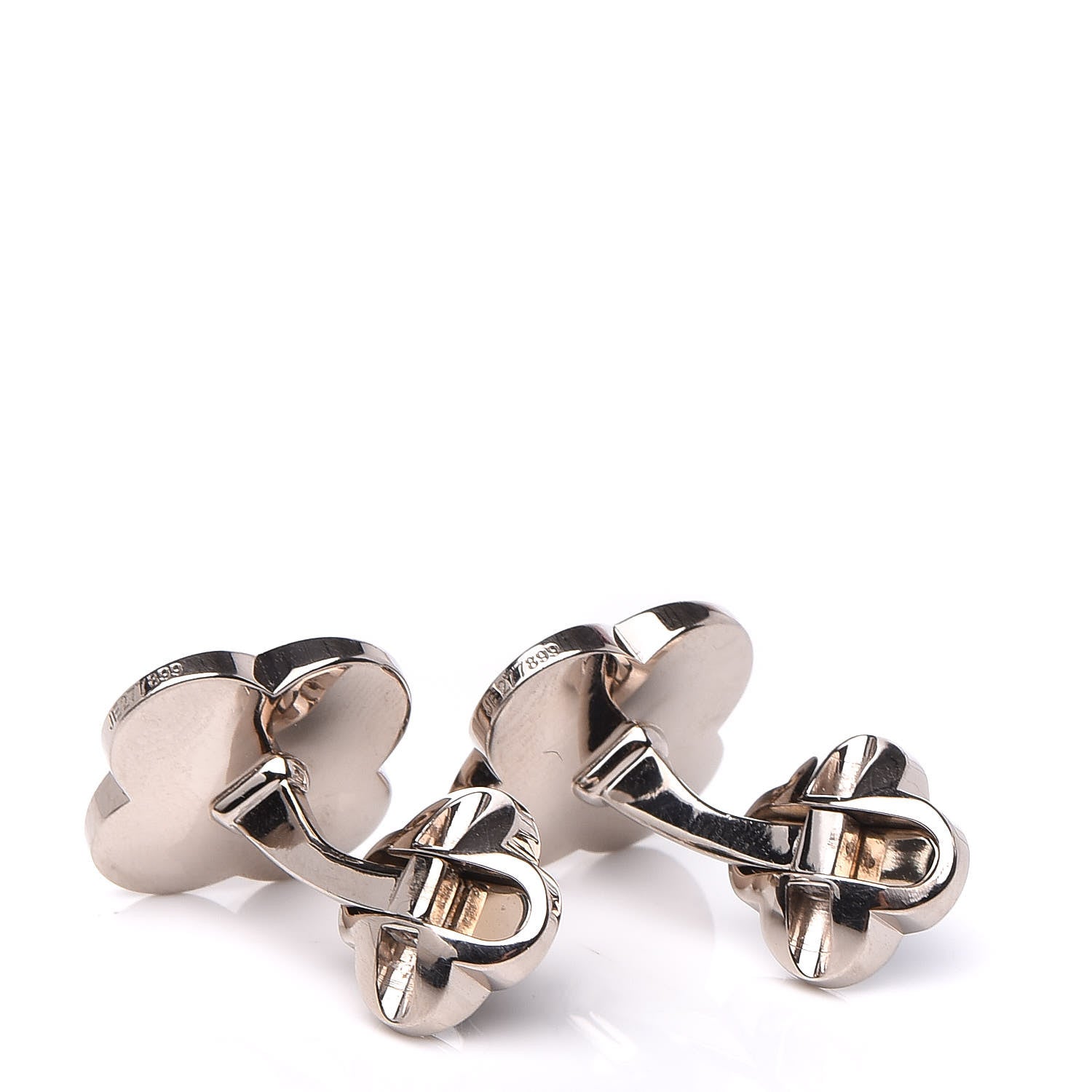 Van Cleef & Arpels 18K White Gold Black Onyx Alhambra Cufflinks 4 of 6