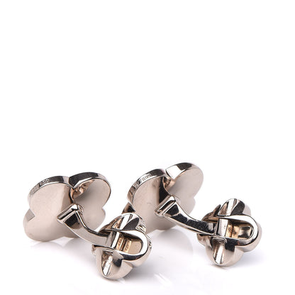 Van Cleef & Arpels 18K White Gold Black Onyx Alhambra Cufflinks 4 of 6
