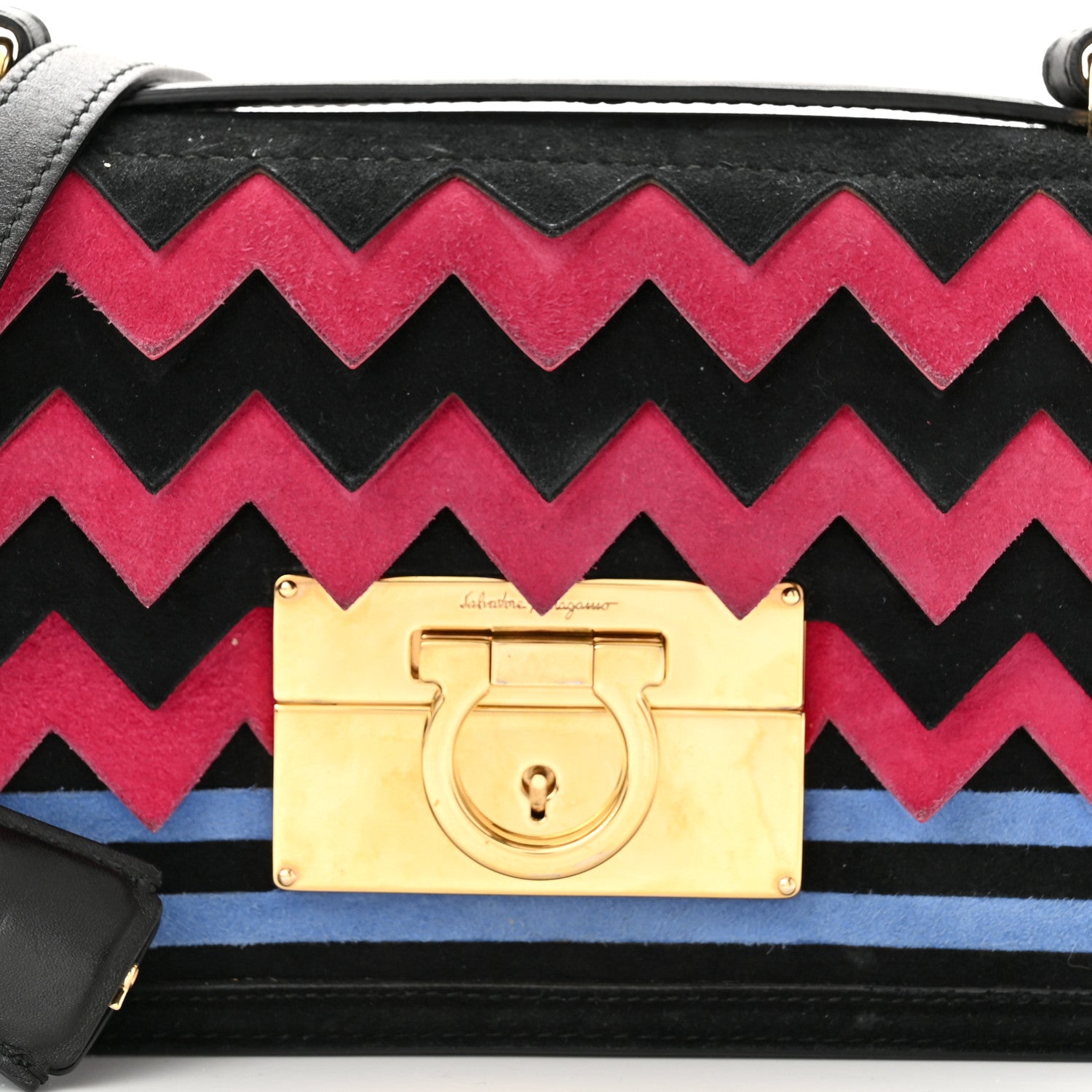 Salvatore Ferragamo Suede Zig Zag Mini Aileen Crossbody Multicolor 7 of 16