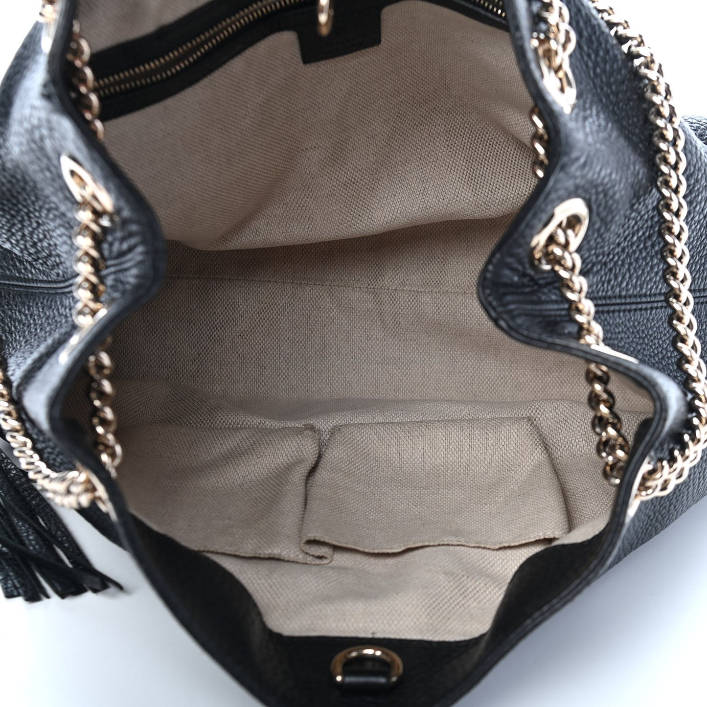 Pebbled Calfskin Medium Soho Chain Shoulder Bag Black