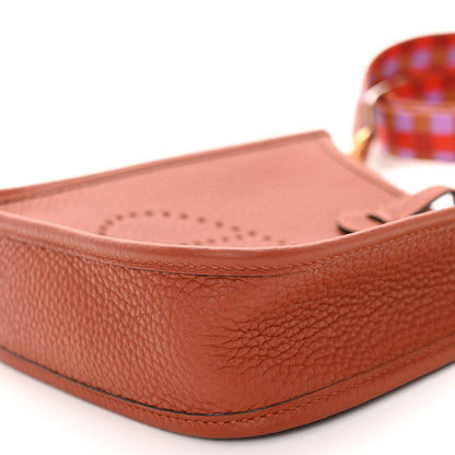 Hermes Taurillon Clemence Maxi Quadrille Evelyne TPM Cuivre Capucine Parme Rouge Duchess 9 of 10