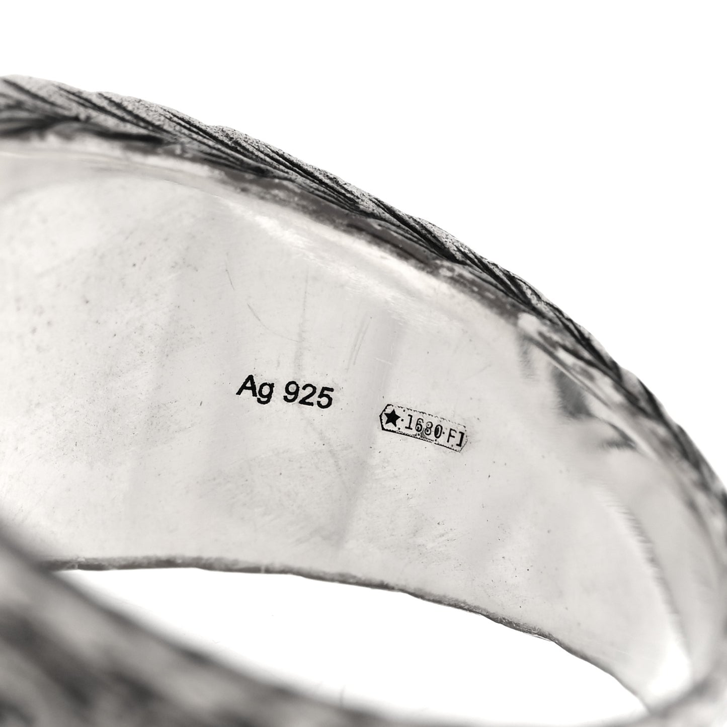 Sterling Silver Interlocking GG Signet Ring 63 10.25