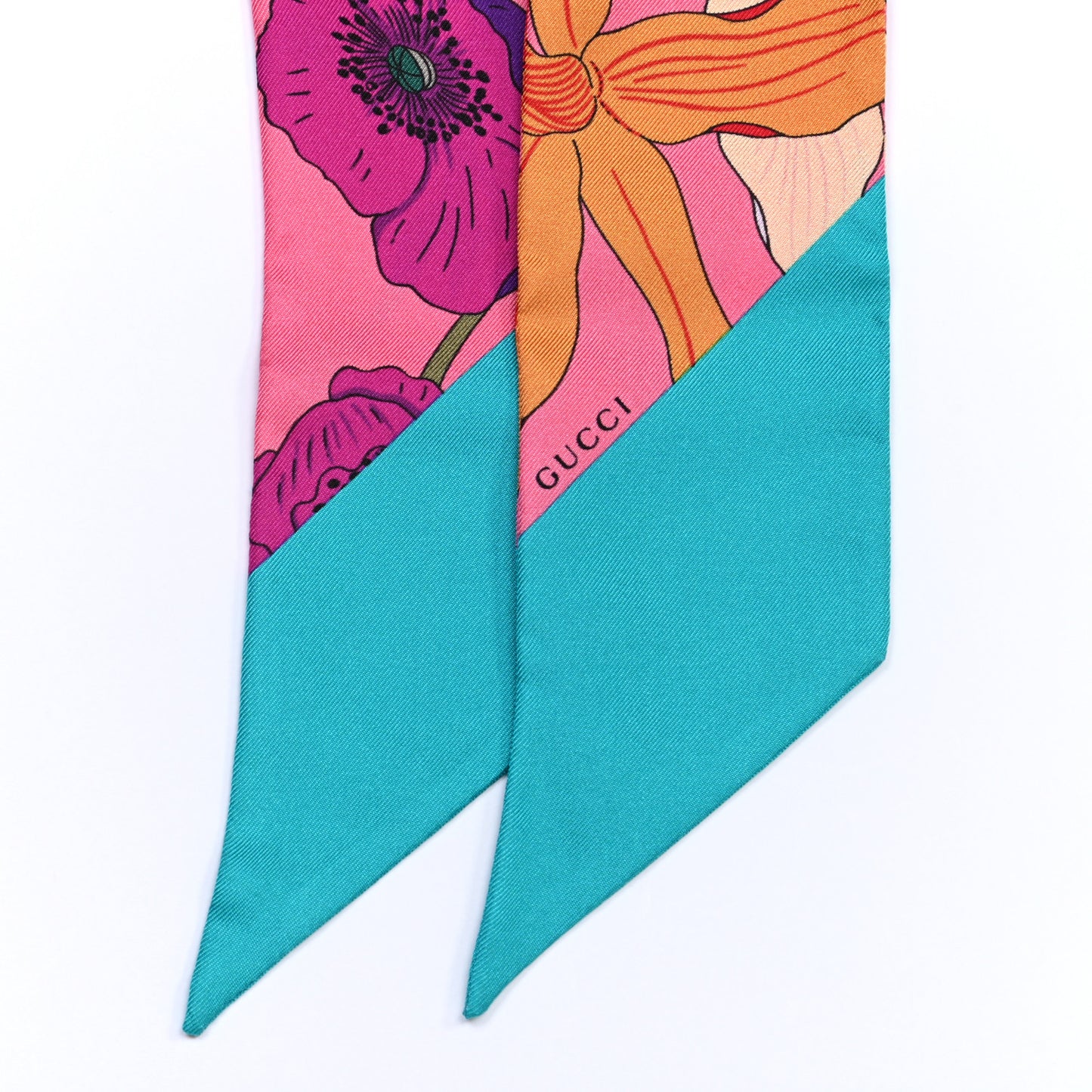 Silk Floral Neck Bow Scarf Multicolor