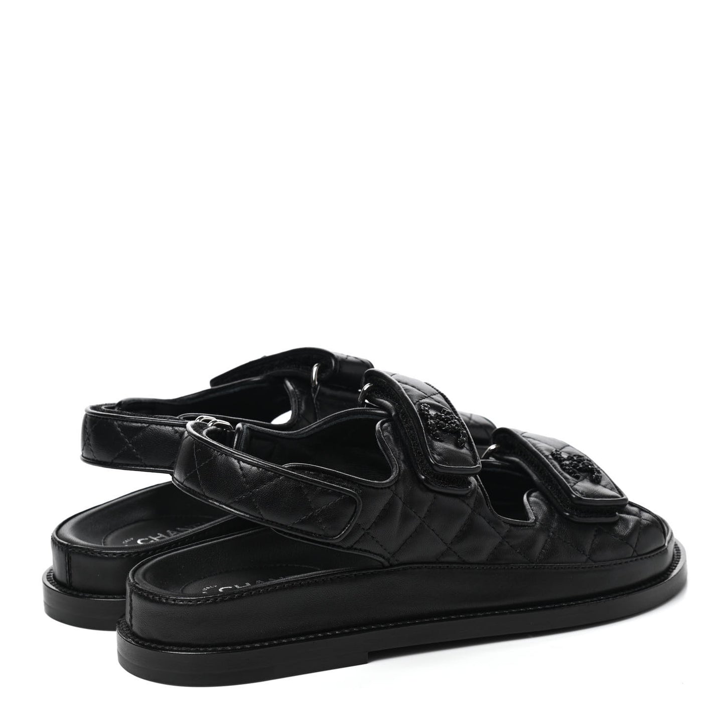 Lambskin Velcro Dad Sandals 36 Black