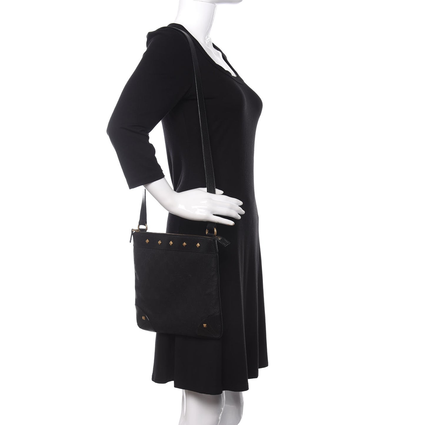 Monogram Studded Messenger Black