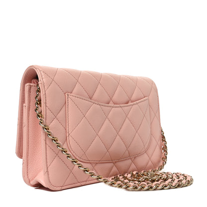 Chanel Caviar Quilted Wallet on Chain WOC Light Pink 3 of 11